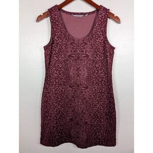 Athleta‎ Dress Women Small Burgundy Animal Print Floral Shayla Sheath Tank Dress